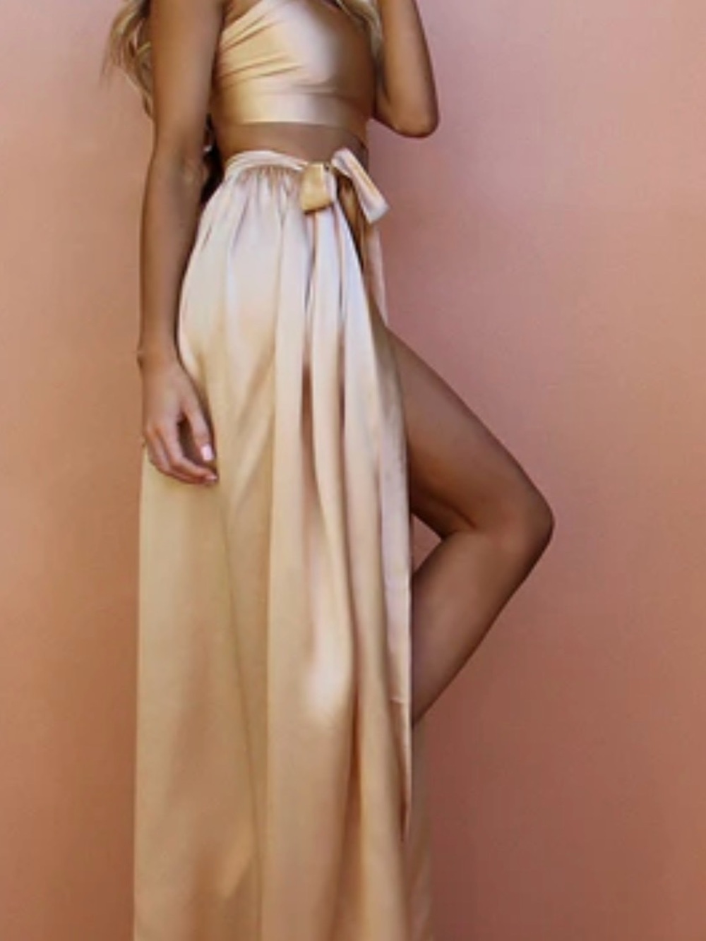 Sisters The Label Wrap Two Piece Gown - Champagne Silk - Picture 2 of 10